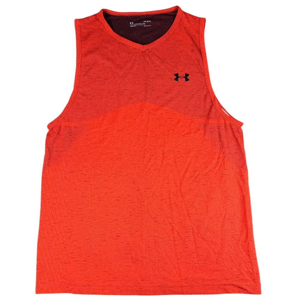 Under Armour HeatGear Tank Top Fitted Seamless Knit Orange Large L Womens